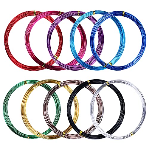 LUOGE 5 m x 10 rotoli di filo di alluminio multicolore da 1,5 mm, filo metallico flessibile per la produzione di modelli, sculture fai da te e artigianato