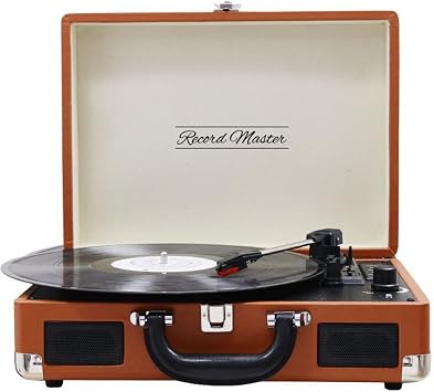 Record Master T310ch Turntable with Charging and Bluetooth Feature - 33, 45, 78 T310CH Brown