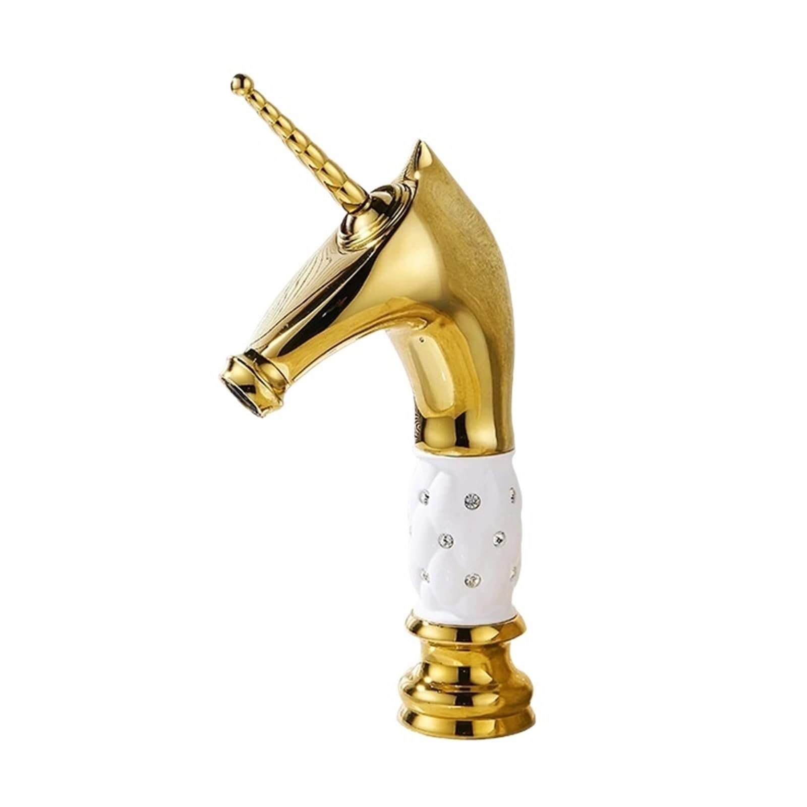 Mkyyioed Color1 Bathroom Taps Brass Animal Shape Bathroom Mixer Tap Deck-Mounted Basin Sink Faucet With Ceramic(Color1)