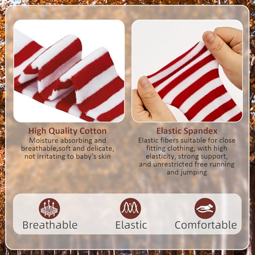 Image of American Trends Baby Leggings Stocking Toddler Girl Socks Tights for Baby Girls Kids Winter Knitted Leggings, Z White Red Stripes, 6-12 Months