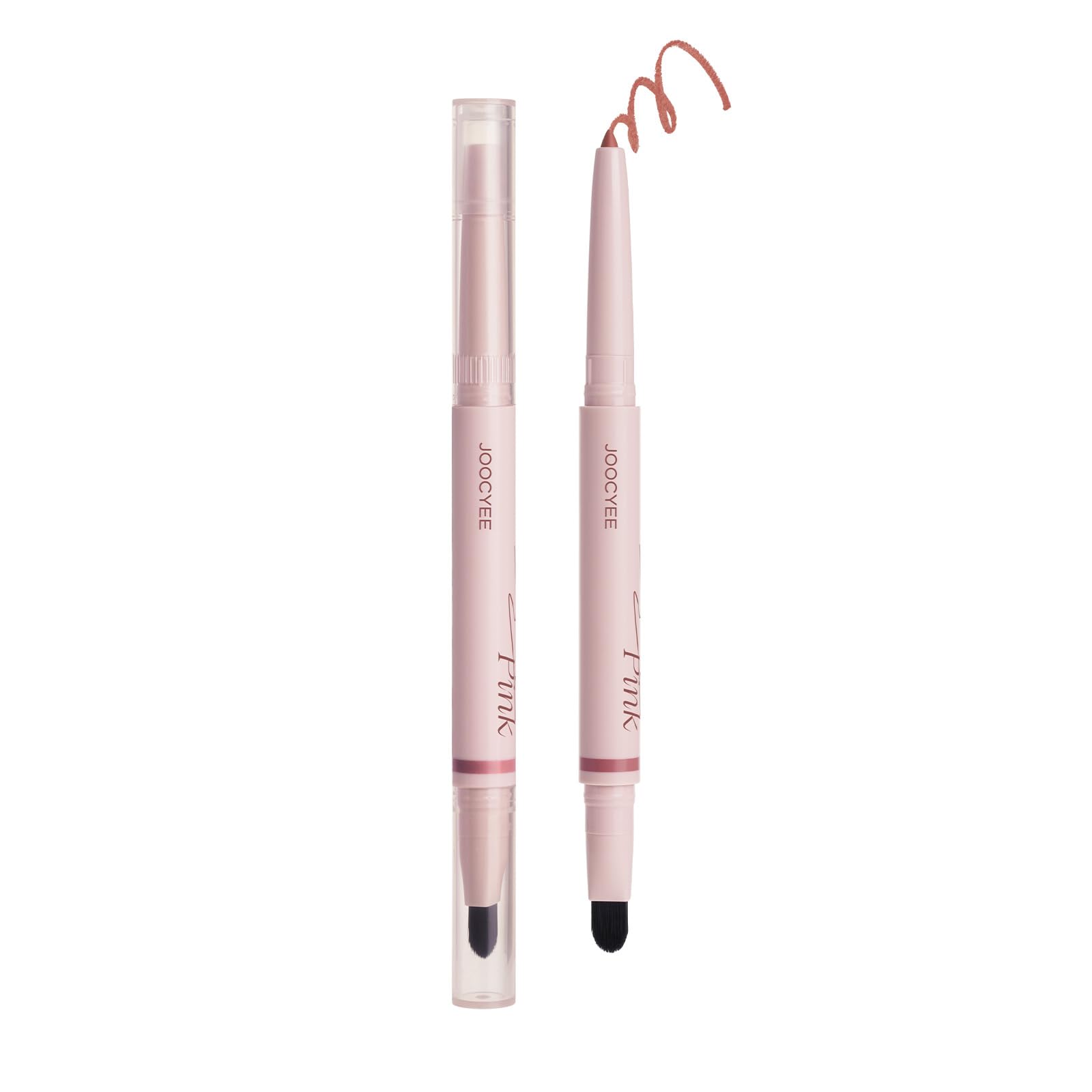 Joocyee Double-Ended Lip Liner Precision Pencil with Blending Brush-Pink 02 Dusty Pink