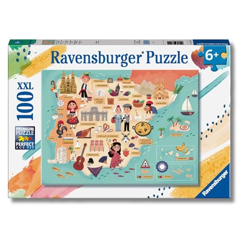 Ravensburger - Puzzles XXL Mapa De España Y Portugal | Puzzle 6 Años O Más | Regalo Niño 6 Años...
