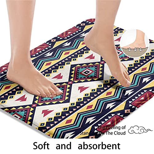 Western South Bathroom Set With Shower Curtain And Rugs Accessories, Ethnic Boho Tribal Aztec Waves Stripe Modern Shower Curtain For Bathroom Decor 4 Pcs #TOP7