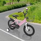 JUDEMII 14 Zoll Kinderfahrrad Upgraded Kinder Fahrrad, 3-5 Jahre Kinderfahrrad bis zu 35 kg, mit Stützrädern & Korb HöHenverstellbar Fahrrad Kinder für Jungen & Mädchen