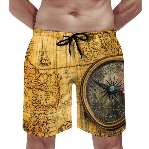 Short de bain homme boussole vintage UMENG séchage rapide taille S