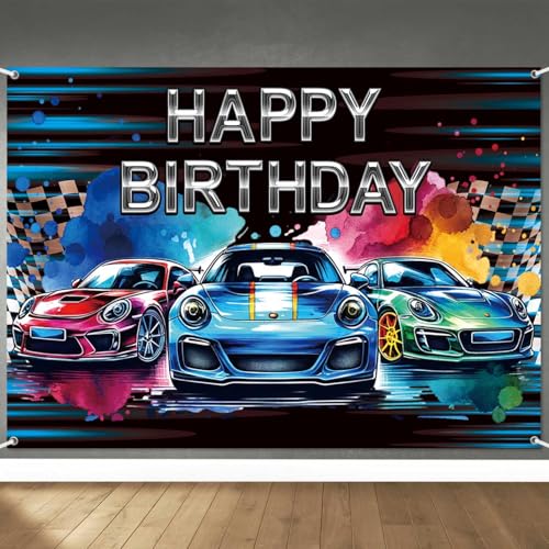 Fondo para fiesta de cumpleaños con diseño de autos 5x3ft miniatura 2