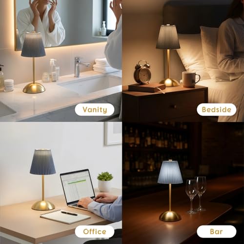 PetiitLyt Set of 2 Table Lamps Cordless, LED Small Rechargeable Lamps, 3 Color Temperatures & Stepless Dimming, Mini Table Lamp Set Battery Operated for Bedside, Living Room, Home Decor (Slate Blue) by PetiitLyt - Used condition - Image 6