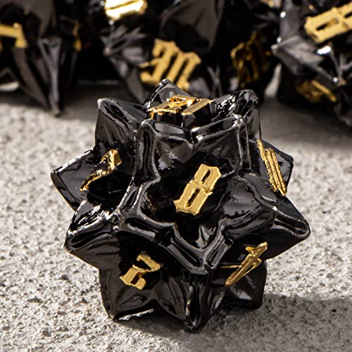 Kerwellsi Metal Dnd Dice Set, Leaf Black D&D Dice Set With Box, 7 Piece Dungeons And Dragons Dice, Role Playing D And D Dice, Rpg Polyhedral Dice Set D20 D12 D10 D8 D6 D4 #TOP6