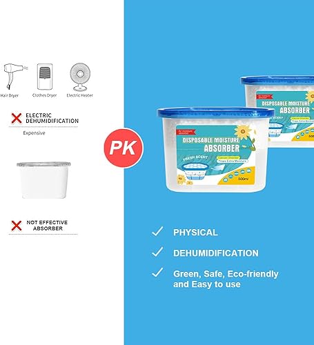 Miniatura 3 de CANAGER Caja absorbente de humedad con aroma fresco, cajas eliminadoras de olores y deshumidificadores para armario, dormitorio, cocina, baño,