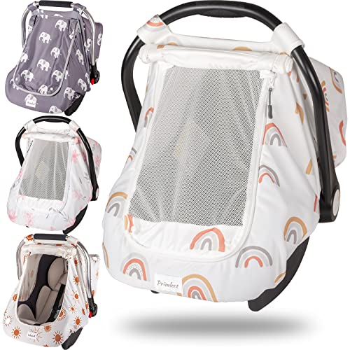 Image of Car Seat Covers for Babies, Large Window Baby Car Seat Covers, Stretchy Carseat Canopy with Breathable Peekaboo, Kick-Proof & Windproof Infant Carseat Cover for Boys Girls
