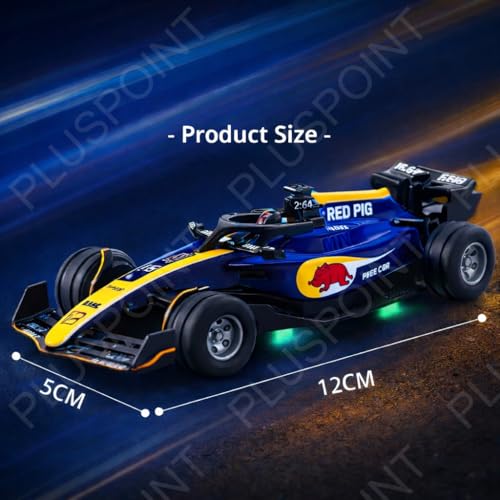 Image of PLUSPOINT 1:64 Die-cast Metal F1 RC Mini Racing car with LED Lights | 2.4GHz Remote Control Car | 3 Speed Adjustable, USB Rechargeable Alloy RC Car for Kids & Adults Indoor /Outdoor Racing