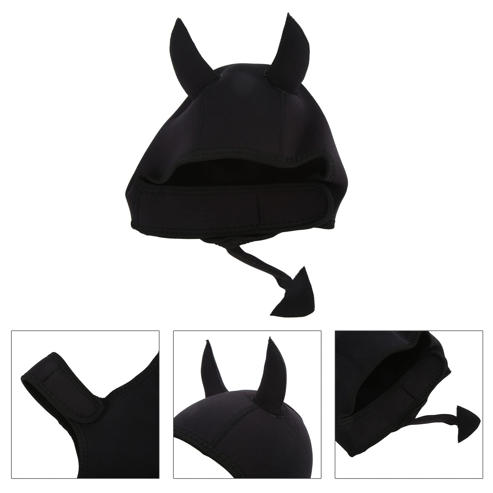 Gorro de Natación, Gorro de Natación de Animales de Dibujos Animados, Gorro de Buceo con Correa para la Barbilla para Surf, Snorkel y Buceo, Negro