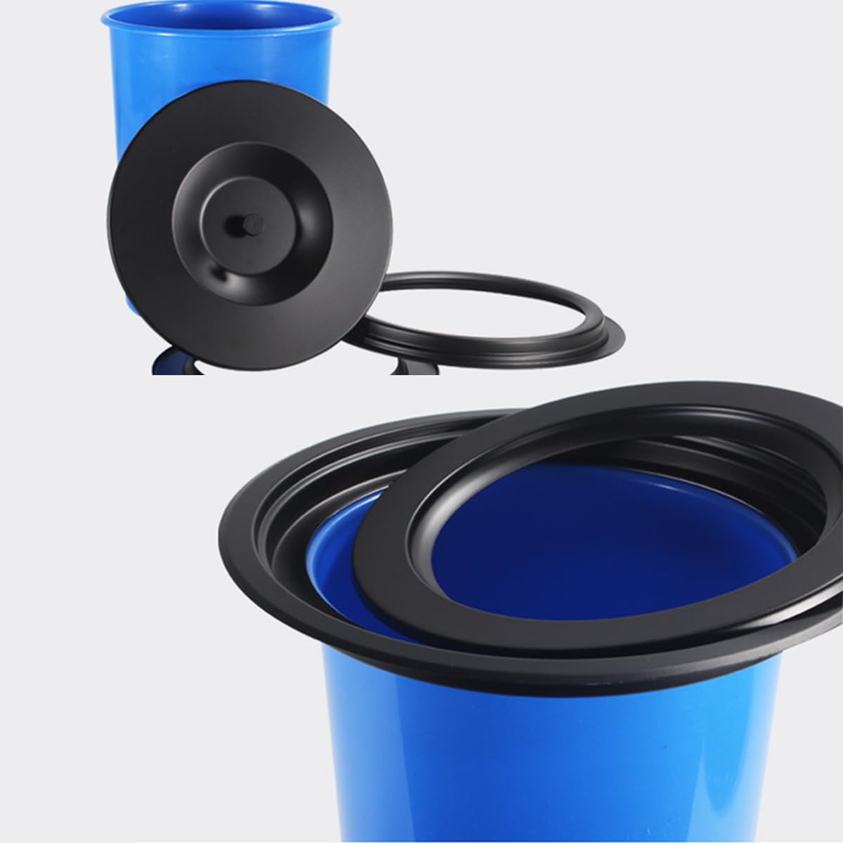 Cestino Da Incasso Per Cucina - Rotondo, Acciaio Inox, 5 Litri, Con Coperchio, Nero
