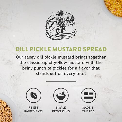 Image of Koops' Dill Pickle Mustard - Dill Mustard Spread, Flavored Condiment and Dip for Dressing, Sandwich, Burger, Pretzel, & More, Made in the USA - 12 oz Bottle (Pack of 4)