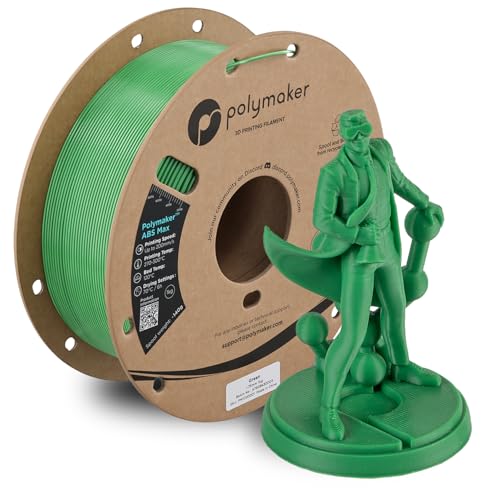 Image of Polymaker ABS Max 3D Printer Filament 1.75mm, Green 1kg Engineering Grade ABS with High Heat Resistance and Enhanced Creep Resistance for Heated Chamber Printers