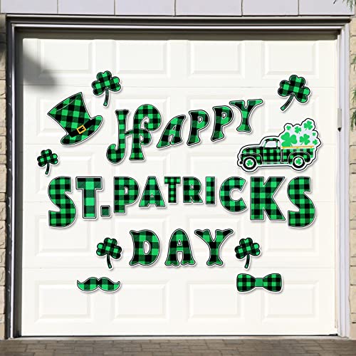 28 Pcs St Patrick's Day Garage Decoration Magnets Happy St. Patrick's Day Magnetic Stickers Green Plaid Garage Door Refrigerator Decals Car Magnetic For Holiday Party Diy Supplies #TOP23