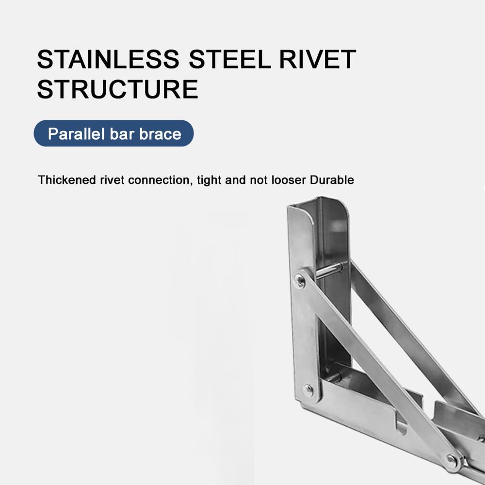 Foldable Stainless Steel Shelf Brackets - Save Space! -8 Foldable Stainless Steel Shelf Brackets - Save Space! -8