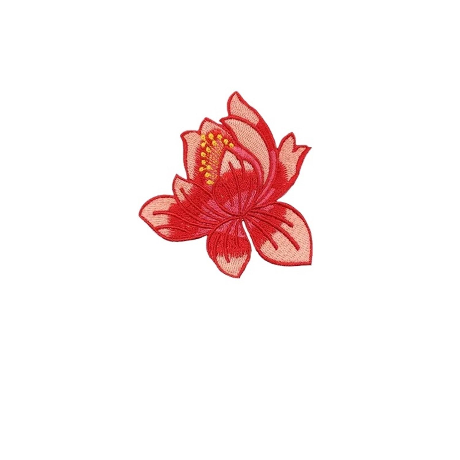 Wtaxbh Red Iron On Patches 6Pc 8.5Cm/Lotus Flower Applique Patches Thermocollant,Fabric Flowers Embroidery Iron On Stickers For Clothing,Dress,Cheongsam(Red)