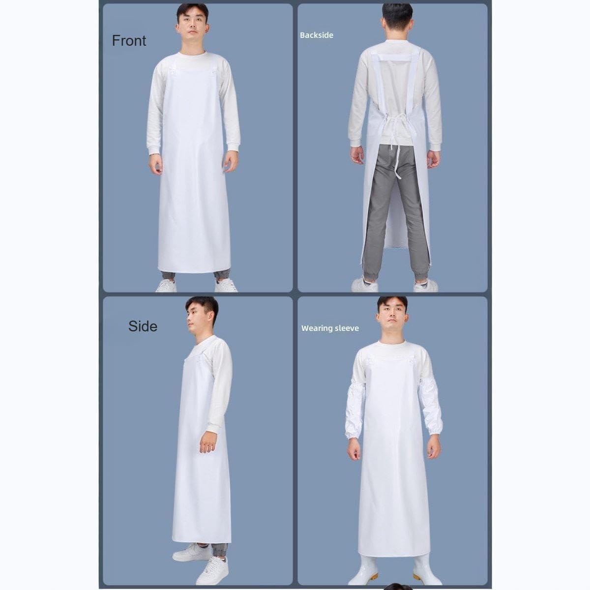 Delantal de PVC Impermeable Blanco, Pack de 10 Piezas, Delantal de Trabajo Pesado Resistente a Productos Químicos y a Prueba de Aceite, Ideal para Cocina, Lavavajillas y Uso Industrial
