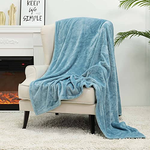 Image of NANPIPER Fleece Blankets Super Soft Flannel Fuzzy Blanket for Bed Couch Luxury Cozy Plush Microfiber Blanket-Twin Size Light Blue