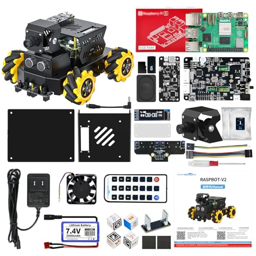 Yahboom Raspberry Pi 5 ROS2 Robot Car 360°Movement, AI Vision & Tracking, Integrated Multimodal Large AI Model OpenRouter, AI Voice Interaction (Superior with RPi5-16GB)