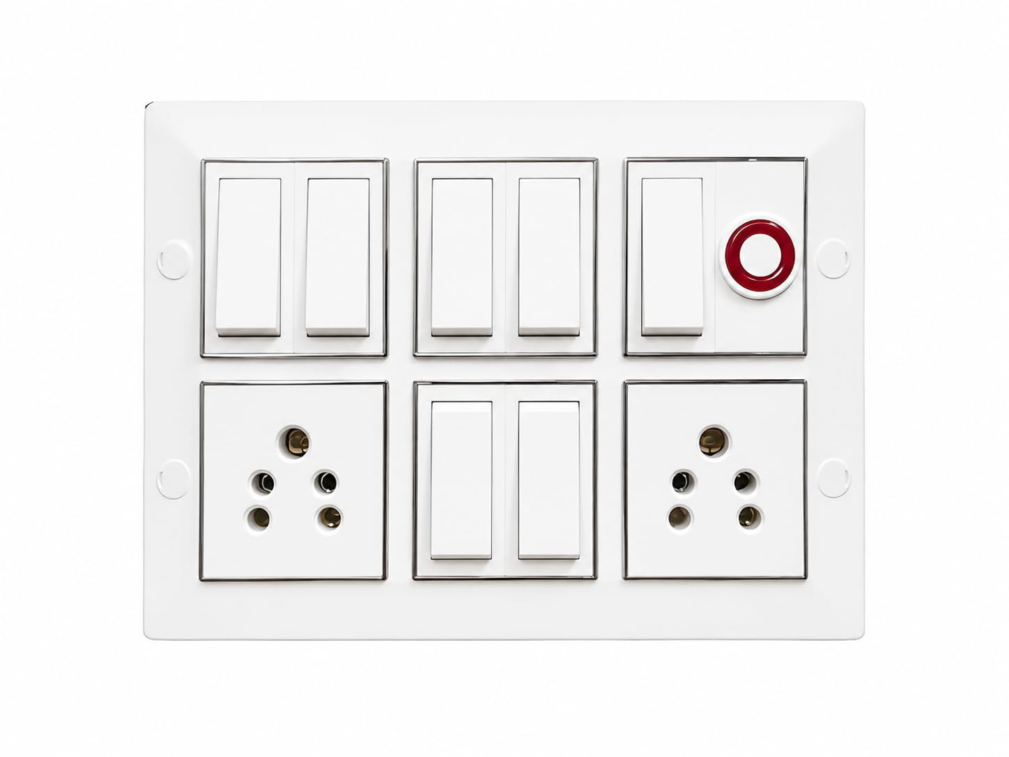 Modular Electrical Switchboard, 6 Switch with 2 Five Pin Socket and Indicator, White, 100% durable pvc body-image-34