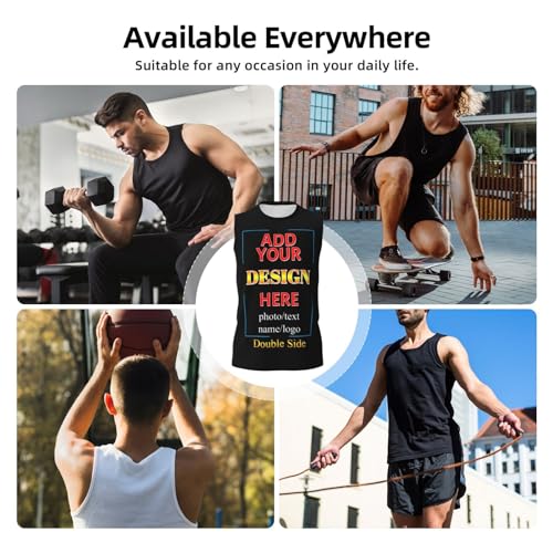 Custom Mens Tank Tops Undershirt Personalized Sleeveless T Shirts for Men with Logo Quick Dry Tops for Workout Gym Running 6