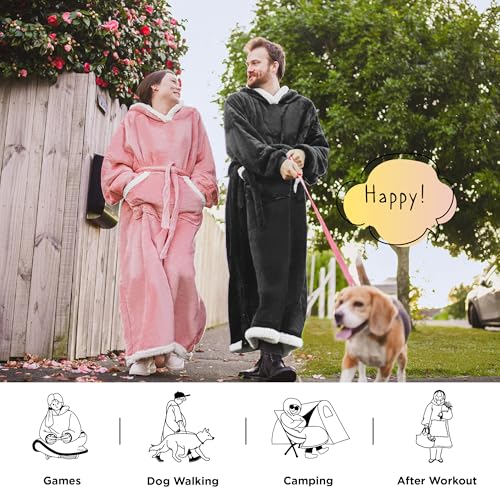 Image of Bedsure Wearable Blanket Hoodie, Cozy Long Hooded Blanket Sweatshirt as Mothers Day Hoodie Gifts for Mom Women, Small, Charcoal