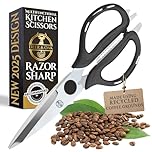 Deer & Oak Kitchen Scissors (1 Pack) – Eco-Friendly, Heavy Duty, Sharp Shears with Recycled Coffee Handles
