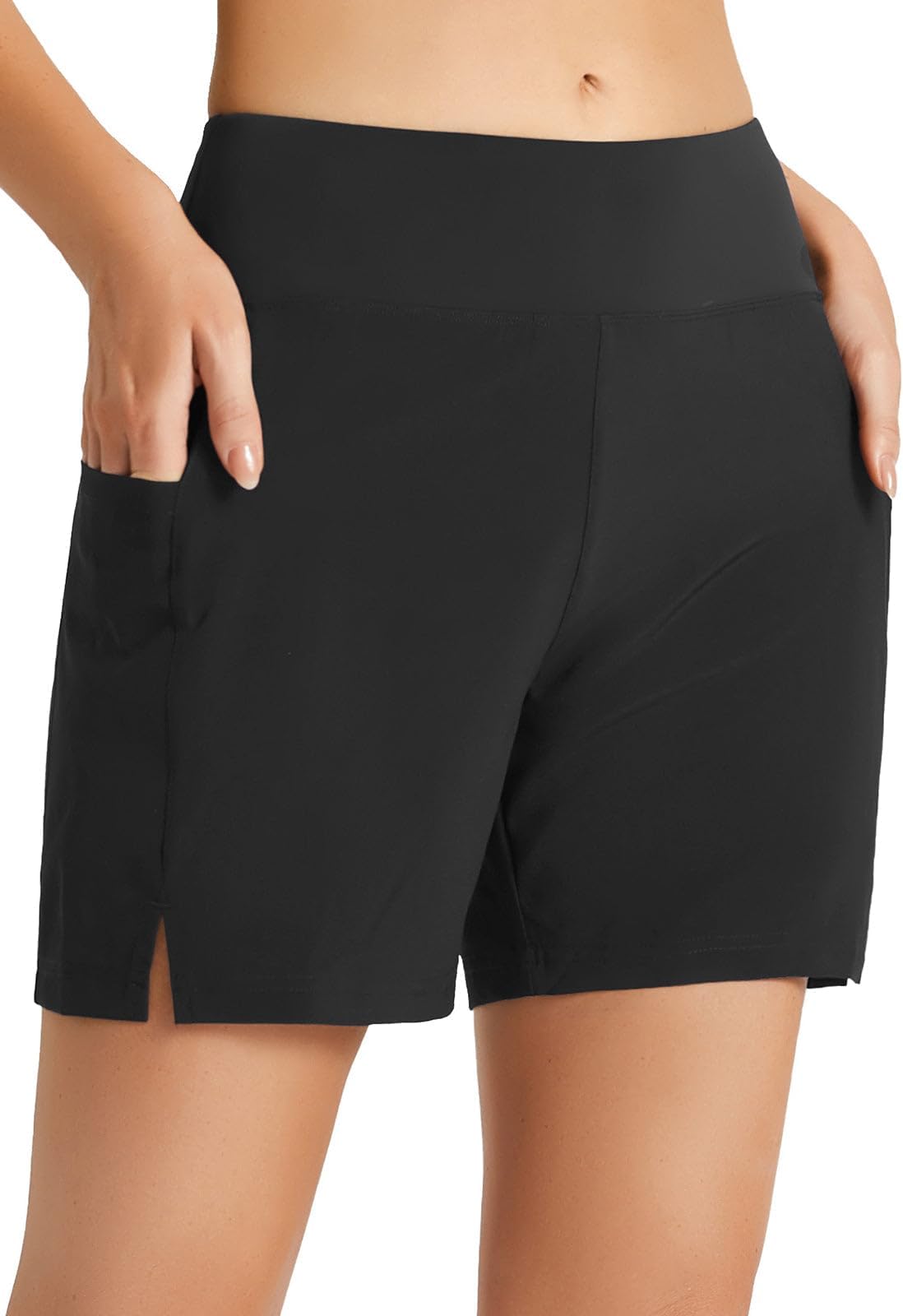 Women's 5" Quick Dry High Waisted Swim Board Shorts UPF 50+ Swimsuit Bottom Trunks with Liner