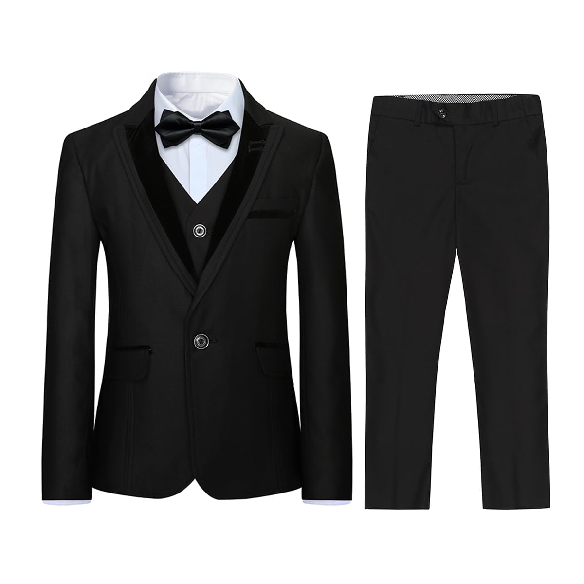 Jungen Kostüm 3-teilig Klassisch Slim Fit Hochzeitsanzug Tuxedo Jacke Hose Weste