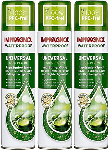 Imprägnol Waterproof Universal 100% PFC-frei: Imprägnier-Spray geeignet für Textilien, Leder und Hightechgewebe, 400 ml, 3er Pack