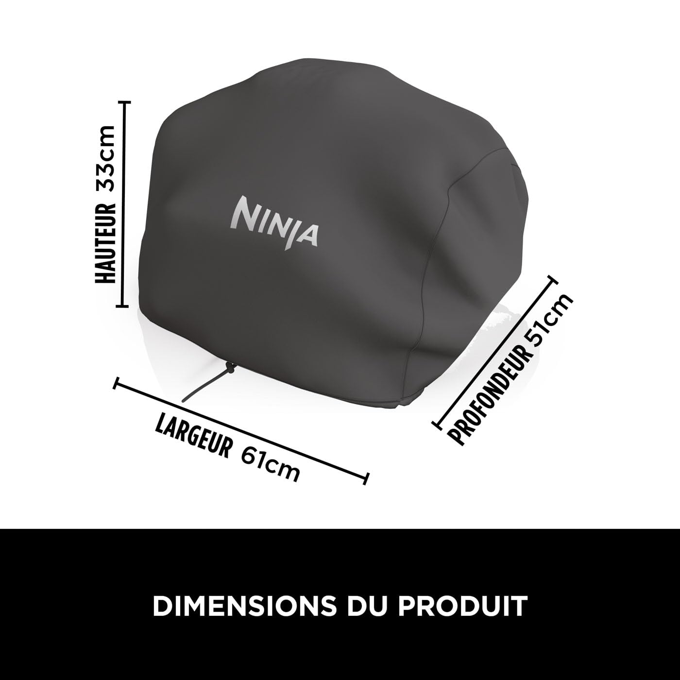 Ninja Woodfire Housse pour barbecue XL, housse anti-décoloration, résistante aux intempéries avec cordons, compatible avec les barbecues XL électrique d'extérieur OG850 / OG901, noire, XSKOGXLCVREU - 3