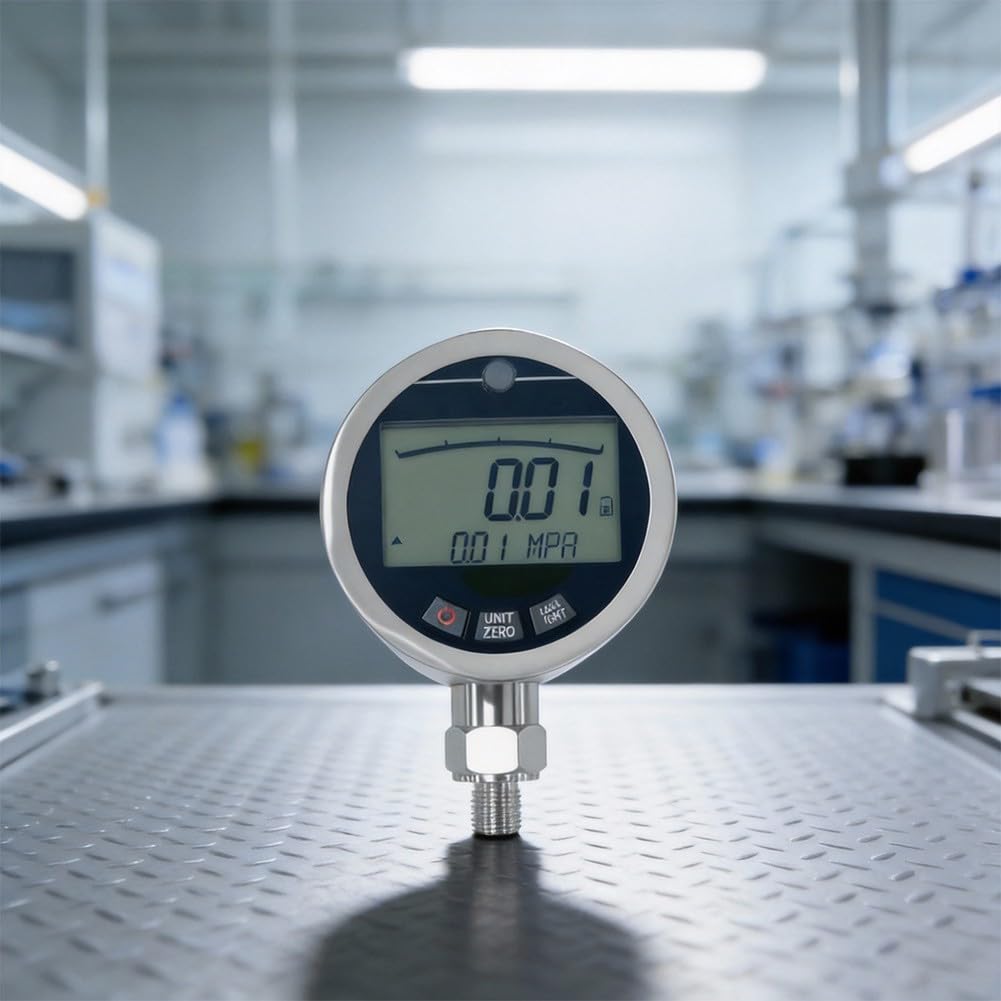 Medidor de presión hidráulico digital G1/4 de acero inoxidable retroiluminado, pantalla LCD, valor máximo máximo máximo 0-4 MPa, 0-40 MPa, 0-60 MPa, múltiples unidades de presión, compacto (0-40 MPa)