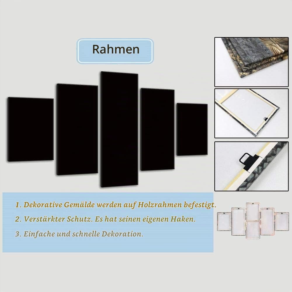 5 Teile Bild Auf Leinwand Leinwandbilder Star Wars Mandalorianer Mando Pedro Wandkunst Tapete Dekorative Wandbild Für Wohnzimmer Home Decor 150 * 80 cm (Mit Rahmen)