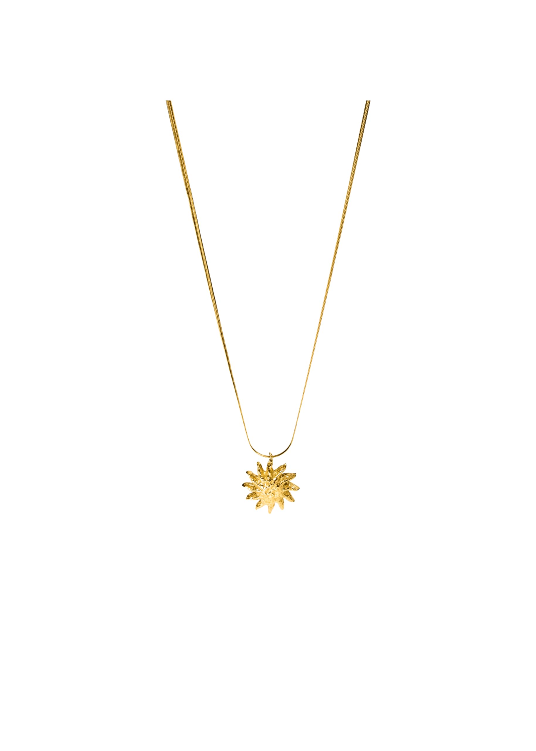 Purelei Iconic Sun - Collar de cadena de serpiente con colgante de sol, acero inoxidable chapado en oro de 14 K/18 K, 50/55 cm, cadena de símbolos, 9 g, resistente al agua y ajustable