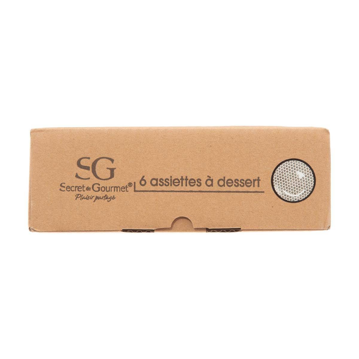 Secret de Gourmet - Juego de 6 Platos Huecos Patrón Negro 20,5 cm