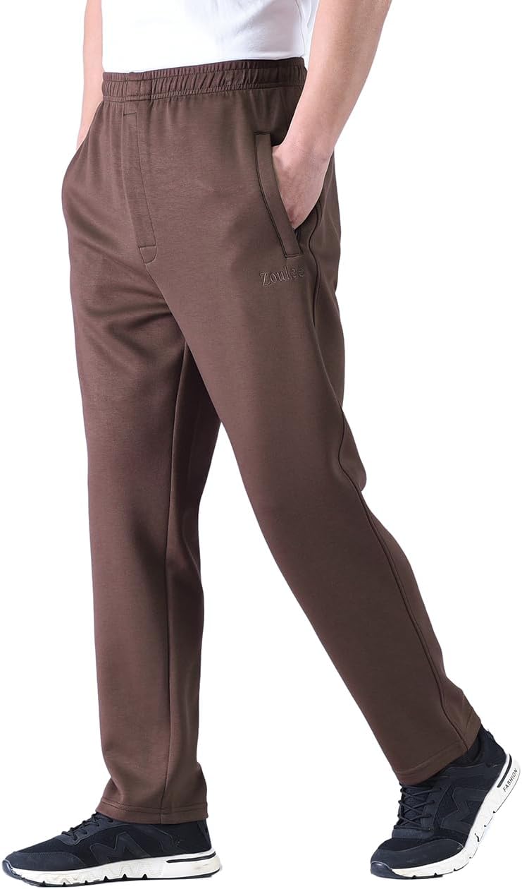 Zoulee New Men's Classic Drawstring-Waist Jogger Pants Sweatpants with Zipper Fly - Image 4