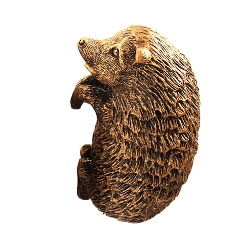 Acxico 1pc Charming Golden Hedgehog Resin Sculpture - Lifelike Imitation Copper Finish, Wall-Mounted Planter Decor, Suitable for Home, Balcony & Garden Spaces, Compatible with All Seasonal Holidays