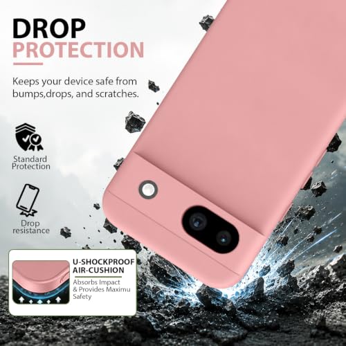 Image of KACA Silicone Back Case for Google Pixel 8A, Soft-Touch, Shockproof Phone Back Cover for Google Pixel 8A (Pink)