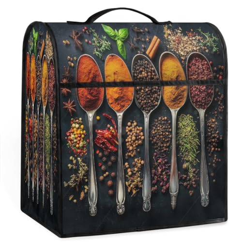 OSAM SPACE Food Spices Herbs Coffee Machine Cover with Top Handles, Waterproof Coffee Maker Protector Case, Single Serve Coffee Makers Dust Cover for Small Kitchen Appliance