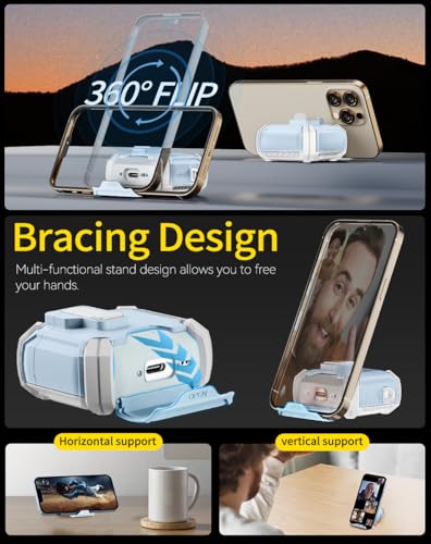 Image of Pohgelan Compatible with AirPods 4 Case (S-Blue) | Magnetic Automatic Lock with Phone Stand & Cleaning Kit,Compatible with Magsafe
