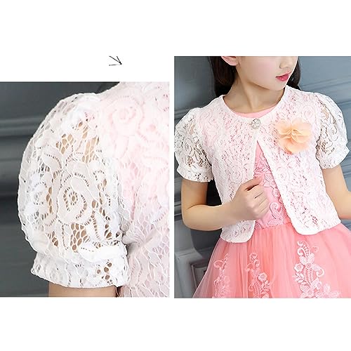 Baby Girls Short Sleeve Bolero Shrug Lace Short Cardigan Flower Girl Dress Cover up2