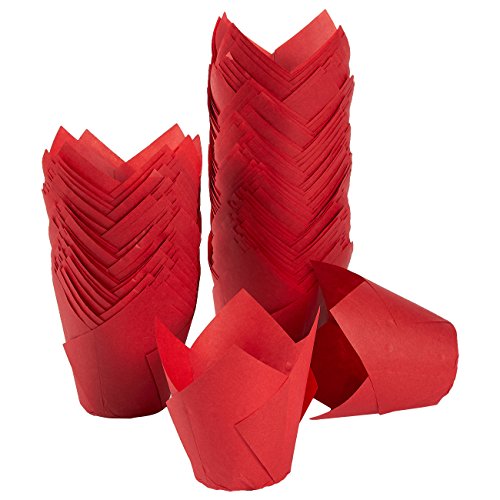 Tulip Cupcake Liners, 150 Pack, Medium - Baking Cups - Muffin Wrappers - Perfect for Bakeries, Catering, Restaurants, Red