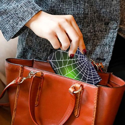 Small RFID Credit Card Holder Wallet with Zipper, Leather Wallet Case for Women Black Spiders Web4