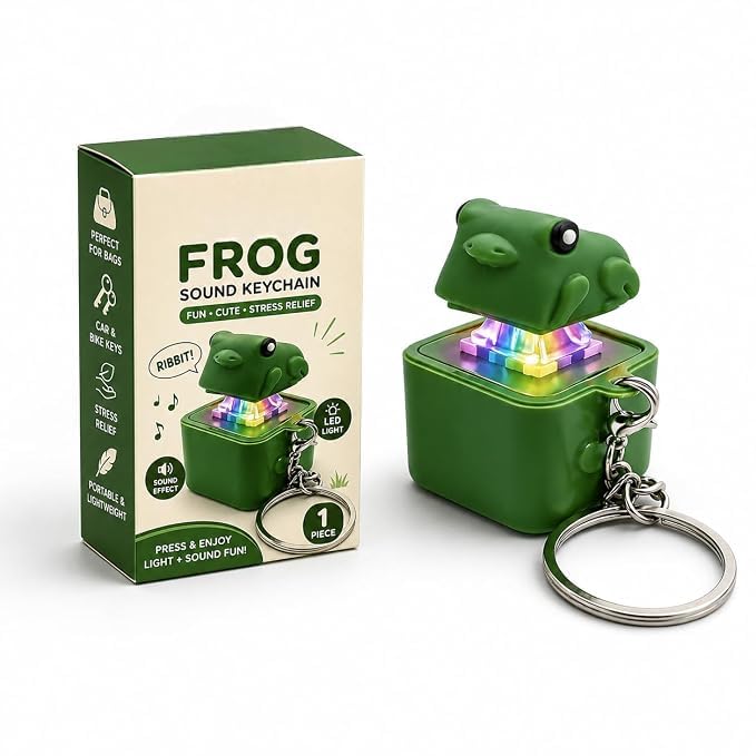 Cute Frog Keychain - Sound & Stress Relief -1 Cute Frog Keychain - Sound & Stress Relief -1