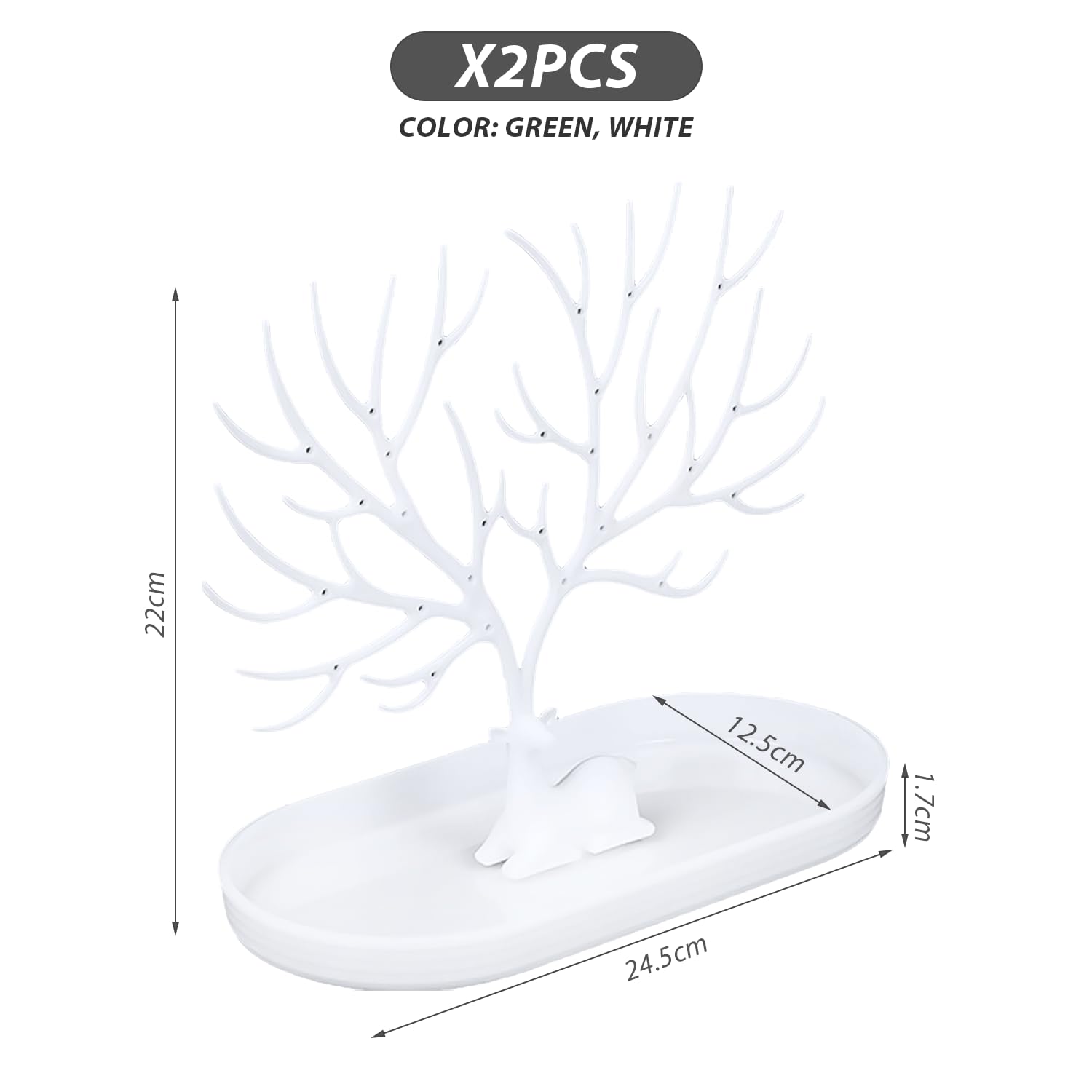 WUFGWBD 2 Piece Jewelry Display Stand With Tray, Plastic Deer Display Stand, Jewelry Storage Stand, Tabletop Vertical Stand - Image 2