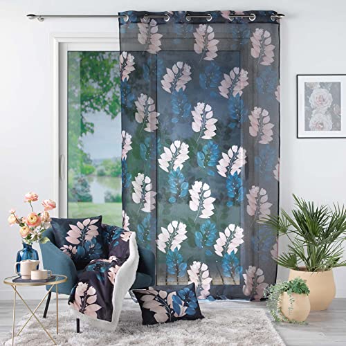 Visillo con ojales azul de 140 x 240 cm para renovar la luz del salón moderno 3