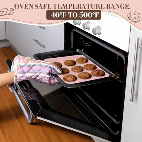 Ferrochef 3 Pack Perforated Silicone Baking Mat, Non Stick Pink Baking Mats 2 Half Sheets 16.5\"x11.6\" & 1 Quarter Sheet, Food Reusable Safe Oven Liners Mats for Making Cookies, Macaroons, Bread - Thumbnail 4