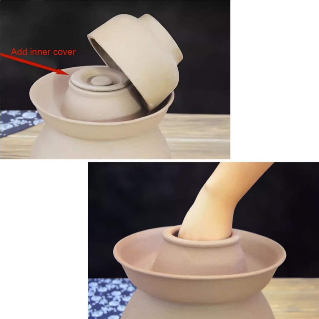 Duży naturalny ceramiczny słoik na marynaty z pokrywkami, chiński porcelanowy słoik do marynowania, ceramiczny garnek fermentacyjny z uszczelką wodną pokrywką śluzy powietrznej, garnek do